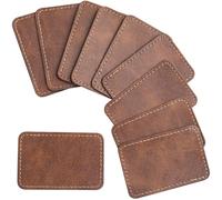 SmallCat 10 PCS Square Leather Patches for Hats, Iron on Blank Patches, Artificial Leather Patches for Laser Engraving, Repair Patches for DIY Sewing Crafts for Hats, Jackets, Jeans - Dark Coffee