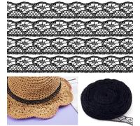 SmallCat 10 Yards Lace Ribbon, 0.5" Wide Black Crocheted Lace Sewing Trim, Vintage Bowknot Scalloped Edge Crafts Laces, Embroidery Laces DIY Decoration for Wedding, Scrapbooks, Bouquet