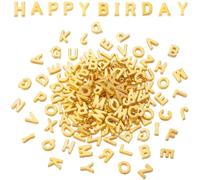 SmallCat 100 Pcs 3D Chunky Letter Beads, Mixed Large Letter Beads, Gold