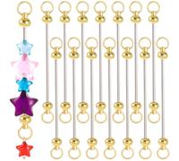 SmallCat 15 pcs Beadable Keychain Bar, Bead Keychain, 3.75×0.39in, Gold