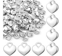 SmallCat 150PCS Heart Charm for Jewelry Making, Tiny Metal Heart Charm Bracelet Beads, Glossy Mini Love Charm Pendant for DIY Crafts, Necklace, Earring - Silver