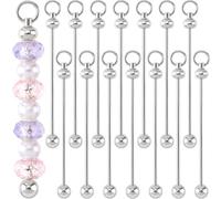 SmallCat 15pcs Beadable Keychain Bar, Blank Beadable Keychains Accessories, Detachable Metal Bead Keychain Bars for DIY Pendant Keychains- Sliver
