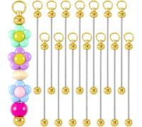 SmallCat 15pcs Beadable Keychain Bar, Blank Beadable Keychains Accessories, Detachable Metal Bead Keychain Bars for DIY Pendant Keychains- Gold