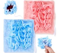 SmallCat 2 Pcs Soap Loofah Pouch, 2 in 1 Soap Bar Loofah, Washable Bar Soap Loofahs Pouch, Loofahs for Bar of Soap Cleansing and Smooth Skin (Pink, Blue)
