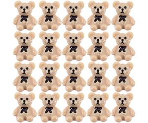 SmallCat 20 Pcs Mini Brown Bear Charm, Plastic Flatback Bear Nail Embellishment with Black Bowknot, Cute 3D Cartoon Small Bears Nail Charm Accessories for Women Nails Decor DIY Crafts