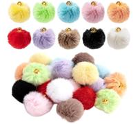 SmallCat 20 Pcs Pom Pom Keychain, Faux Fur Key Chain Charms, 10 Colors