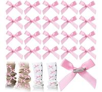 SmallCat 20pcs Bow Safety Pins Charms, Mini Cute Bow Junk Socks Charms for Women, Ribbon Bowknot Brooch Pins Accessories for Shoes Shirts Hats Jeans Shawls- Pink