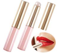 SmallCat 2pcs Silicone Lip Brush with Cover, Reusable Round Head Silicone Lip Applicator, Portable Lip Makeup Brush for Lipstick Lip Gloss Mask Balm Concealer Eyeshadow Manicure- Pink