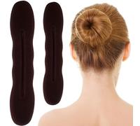 SmallCat 2pcs Sponge Hair Bun Maker, Lazy Curler Tool for Women, 2 Sizes Bun Updo Accessories for Thin Thick Long Straight Curly Hair- Brown