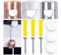 SmallCat 3 Sets Charger Holders for Cords, Adjustable Cable Anchor Holders, Adhesive Metal Cord Clips, Cable Management Wire Organizers for Desk, Office, Nightstand - White, Silver, Red Bronze