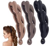 SmallCat 3pcs Large Banana Hair Clips for Women, Strong Claw Clip Barrettes, Vintage Non-Slip Double Combs Hair Accessories for Thick, Long, Curly Hair -Black, Dark Coffee, Light Coffee (Twist-shaped)