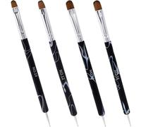 SmallCat 4 Pcs Acrylic Nail Brush, Clean up Brush for Gel Nail Polish, 2 Way Dotting Tool and French Tip Brush, Gel Acrylic Nails Art Design Pen, Size 10#,12#, 14#, 16#