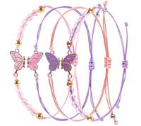 SmallCat 4 Pcs Best Friend Bracelet, Best Friend Bracelets for 2, Matching Friendship Bracelets, Adjustable Butterfly Bracelets for Couple, Women, Friend