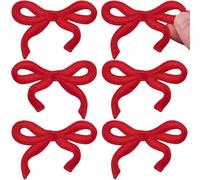SmallCat 6 Pcs Bow Iron on Patches, Coquette Bows, Cute Iron on Bow Patches for Hats, Backpacks, Bags, Clothes, Jeans, Shirt, Jackets, Shoes (3x2 Inch, Red)