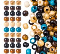 SmallCat 60 PCS Large Hole Wooden Beads, Vintage Round Natural Wood Hair Bead, 6 Colors Wooden Loose Spacer Beads for Macrame Necklace Bracelet Hair DIY Craft Handmade Decor (19 x 15 mm)
