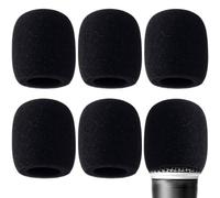 SmallCat 6PCS Foam Microphone Covers, Thickened Microphone Windscreen Foam, Elastic Wind Screen for Mics, Foam Mic Replacememt Cover for Handheld Microphone, Singing, Stage - Black