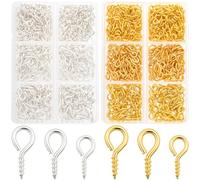 SmallCat 800pcs Small Eye Hooks for Jewelry Making, Mini Alloy Screw Eye Pins for DIY Crafts, Hypoallergenic Eye Screws for DIY Necklaces Earrings Pendants Keychain- Gold & Silver