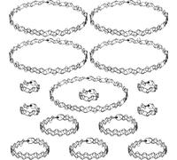 SmallCat Choker Necklace, Adjustable Velvet Lace Tattoo Choker Set for Women, Gothic Classic Punk, 15Pcs, Plastic, No Gemstone