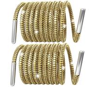 SmallCat Rhinestone Bling Shoe Laces, Shiny Diamond Glitter Shoe Laces, Silver Shoes Lace for Sneakers, 1 Pair, Gold, 47"