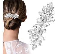 SmallCat Rhinestone Hair Clips, Silver Flower Hair Clips, Zinc Alloy Crystal Hair Barrettes, Hair Accessories for Women, Bridal, Wedding, Party