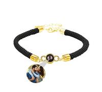 Smallduuck Personalized Couple Photo Bracelet Custom Circle Rope Projection Bracelet Couple Picture Bracelet I Love You Bracelet