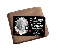 Smallduuck Personalized Photo Memorial Wallet Card Inserts Custom in Loving Memory Wallet Card Always On My Mind Forever in My Heart Cards Sympathy Wallets Cards Gift for Loss of Loved One,08