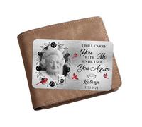 Smallduuck Personalized Photo Memorial Wallet Card Inserts Custom in Loving Memory Wallet Card I'll Carry You with Me Until I See You Again Cards Sympathy Wallets Cards Gift for Loss of Loved One,03
