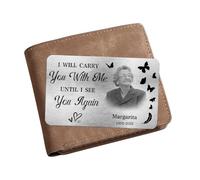 Smallduuck Personalized Photo Memorial Wallet Card Inserts Custom in Loving Memory Wallet Card I'll Carry You with Me Until I See You Again Cards Sympathy Wallets Cards Gift for Loss of Loved One,04
