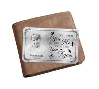 Smallduuck Personalized Photo Memorial Wallet Card Inserts Custom in Loving Memory Wallet Card I'll Carry You with Me Until I See You Again Cards Sympathy Wallets Cards Gift for Loss of Loved One,01