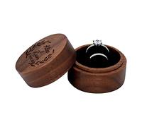 Smallduuck Personalized Wedding Ring Box for Ceremony Wooden Double Ring Box Wedding Rustic Holder Wedding Ring Bearer Box Custom Ring Box for Wedding Ceremony Engagement Ring Box(Style 2)