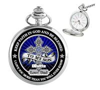 Smallduuck to My Personalized Pocket Watch from Dad Custom Keep Faith in God and Be Blessed Watch with Chain Fathers Day Keepsake Gift from Dad Grandpa Birthday Graduation Christmas