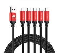SMALLElectric USB Type C Cable 5-Pack 3FT, USB Type A to C Fast Charger Cords for Galaxy S20 S10 S9 S8 Plus, Braided Fast Charging Cable for Note 10 9 8, LG V50 V40 G8 G7,(Red)