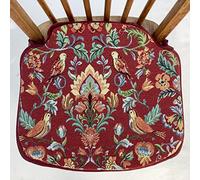 Smaller Spindle Back Chair Seat Pads, Red William Morris Inspired Pattern, Tapestry Weave Material, For Seats Approx. 14” (36cms) Wide x 13” (34cms) Deep