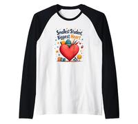 Smallest Student, Biggest Heart Raglan Baseball Tee, Men, Black/White, L