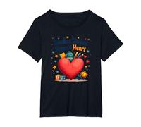 Smallest Student, Biggest Heart T-Shirt, Women's Plus, Black, 1X