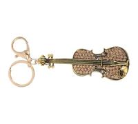 Smallest Violin Keychain Gold Rhinestone Pendant for Bags