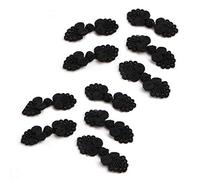 smallJUN 10 Pairs Beaded Chinese Frog Closure Buttons Knot Fastener Sewing Handmade Craft Buttons for Coats Black