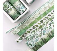 smallJUN 8Pcs Green Leaves Cactus Journal Washi Tape Adhesive Tape DIY Scrapbooking Sticker Label Masking Tapes