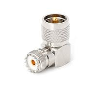 smallJUN UHF Pl259 Male to So239 Female Right Angle 90 Degree RF Adapter Connector Plug and Terminals Silver