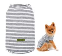 SMALLLEE_LUCKY_STORE Basic Pet Knitted Cotton Striped Tee Shirt for Small Dogs Cats Boy Girl Puppy Sleeveless T Shirt Vest Soft Chihuahua Summer Clothes,Grey,XXL