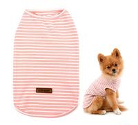 SMALLLEE_LUCKY_STORE Basic Pet Knitted Cotton Striped Tee Shirt for Small Dogs Cats Boy Girl Puppy Sleeveless T Shirt Vest Soft Chihuahua Summer Clothes,Pink,XL