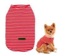 SMALLLEE_LUCKY_STORE Basic Pet Knitted Cotton Striped Tee Shirt for Small Dogs Cats Boy Girl Puppy Sleeveless T Shirt Vest Soft Chihuahua Summer Clothes,Red,Large