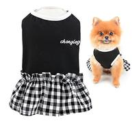 SMALLLEE_LUCKY_STORE Black and White Plaid Girls Dog Dress Cute Small Puppy Apparel Adorable Pet Costume Holiday Festival Outfits,Black,XL