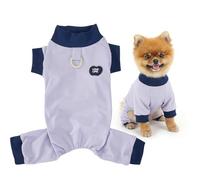 SMALLLEE_LUCKY_STORE Breathable Mesh Dog Pyjamas for Extra Small Dogs Stretchy Puppy Pajamas Sleepwear with D-Ring and Cute Patch Lightweight Summer Spring Pet Chihuahua Yorkie Clothes Light Blue M