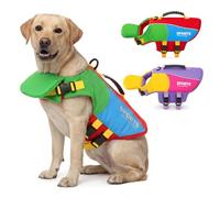 SMALLLEE_LUCKY_STORE Colorblock Dog Life Vest for Small Medium Large Dogs, Reflective Pet Life Jacket with Front Chin Float and Rescue Handle High Buoyancy Puppy Swimming Vest,Red,S