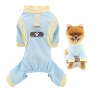 SMALLLEE_LUCKY_STORE Cool Mesh Dog Pajamas Summer Clothes for Small Dogs Pet Jumpsuit with D-Ring and Patch UV Resistant Puppy Pjs Breathable Chihuahua Yorkie Cat Apparel, Blue, L