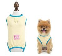 SMALLLEE_LUCKY_STORE Cool-Touch Dog Sleeveless Shirt for Small Dogs, Stretchy Puppy Jumpsuit with Lead Ring, Soft Pet Pyjamas Summer Yorkie Chihuahua Clothes, Breathable Lightweight,Yellow,XL
