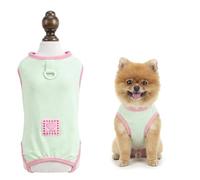 SMALLLEE_LUCKY_STORE Cool-Touch Dog Sleeveless Shirt for Small Dogs, Stretchy Puppy Jumpsuit with Lead Ring, Soft Pet Pyjamas Summer Yorkie Chihuahua Clothes, Breathable Lightweight,Green,S