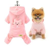 SMALLLEE_LUCKY_STORE Cool-Touch Solid Dog Hooded Pyjamas for Extra Small Dogs Stretchy Puppy Jumpsuit Sleepwear with D-Ring and Treat Pocket Lightweight Summer Pet Hoodie Chihuahua Apparel Pink L