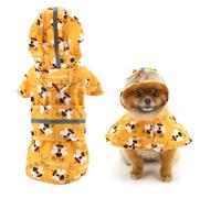 SMALLLEE_LUCKY_STORE Cute Bumble Bee Pattern Dog Raincoat with Clear Hood and Harness Hole Adjustable Waterproof Rain Jacket for Small Medium Large Dogs Boy Girl Reflective Pet Poncho, Orange, S